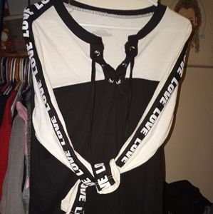 Black and white long sleeved shirt